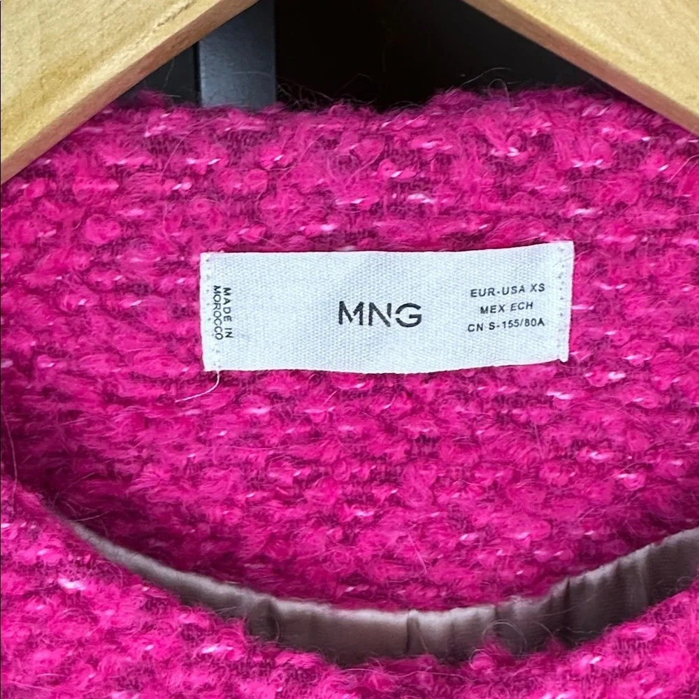 Mango Pink Tweed Jacket with Jewel Buttons, Size XS - Picture 11 of 13